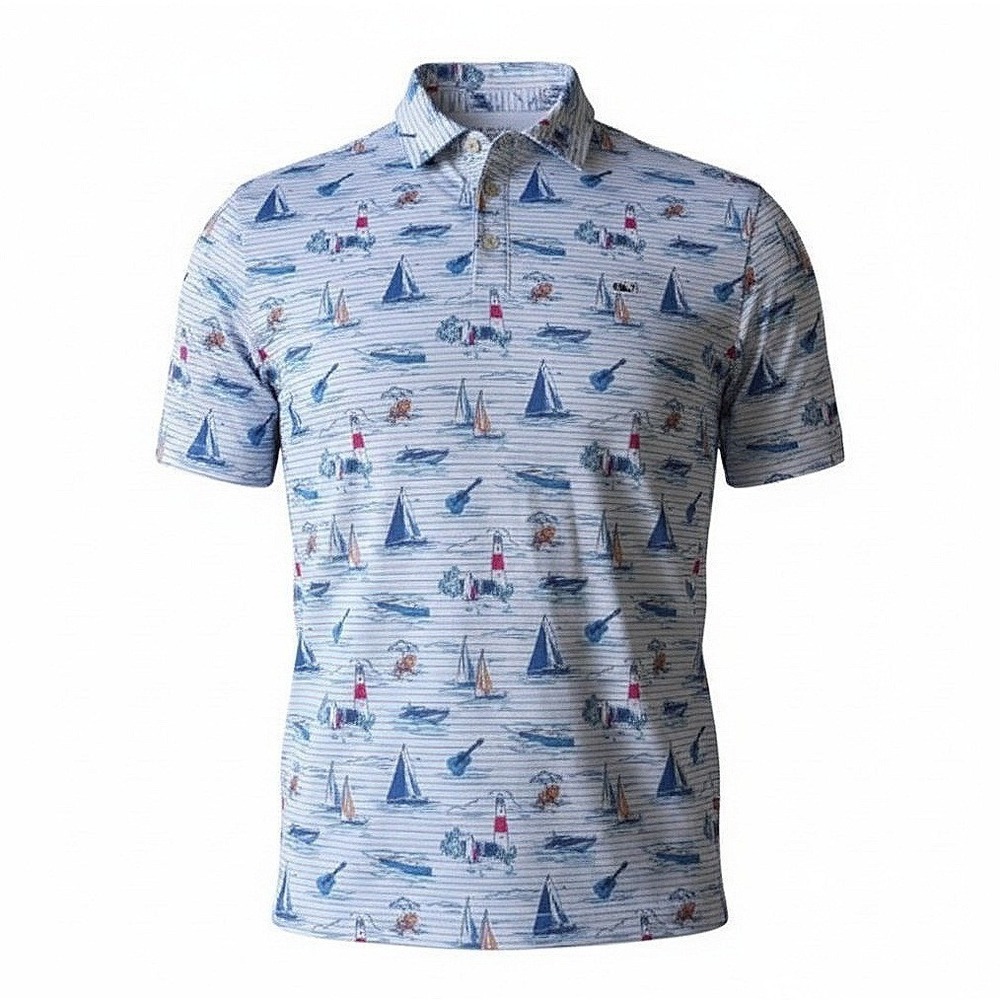Vineyard Vines Mens On-The-Go Sankaty Polo Shirt Large Nautical Sailboat Striped